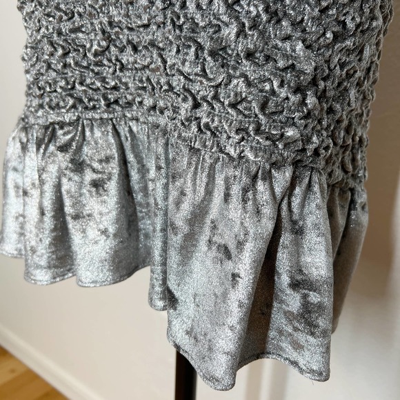 NWT Petersyn X Revolve Benson Smocked Mini Dress Steel Silver Small - Picture 8 of 12
